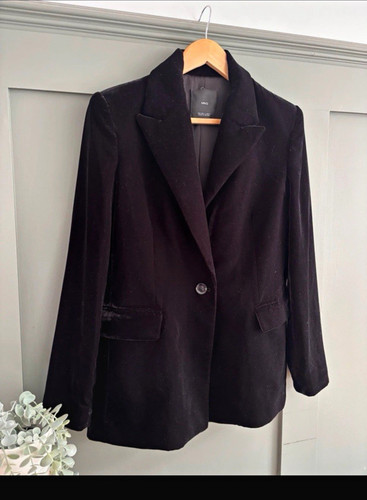 Mango mng black velvet blazer - black,