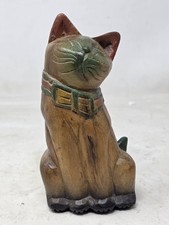 Carved Wooden Cat Ornament