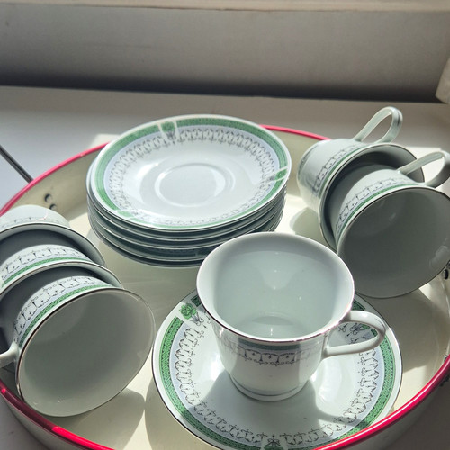 Porcelain tea cup saucer - porcelain, set