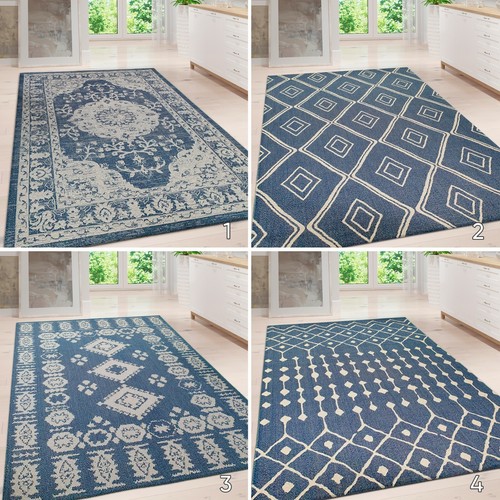 Navy washable rug 100 cotton - 100%,