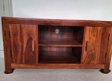 TV Corner Unit Cabinet, Solid Sheesham Wood