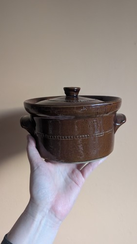 Vintage brown glazed - , stoneware