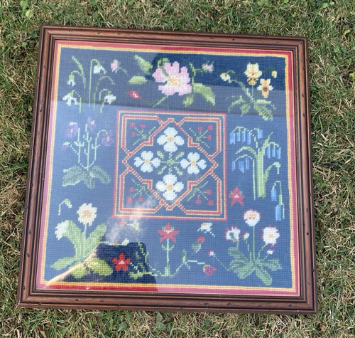 Vintage framed cross stitch - vintage,