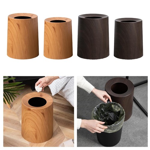 Wood grain trash can without - trash,