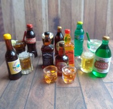 1:12 Dolls House Miniature 2pc DRINK SET Pub Spirit Alcohol Soda Bottle Handmade