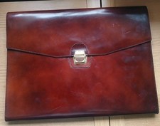 Vintage Leather Organiser Portfolio Attache Documents Notebook Case 80s RARE