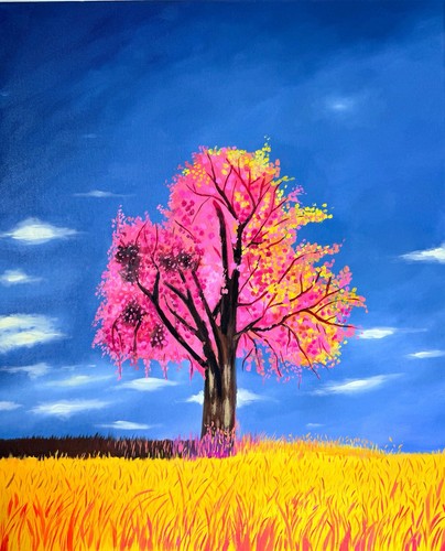 Landscape magical pink tree