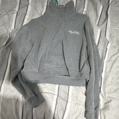 Hollister grey full zip fleece - hollister,