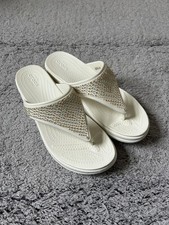 Crocs Monterey Diamante Wedge Women W8 White Flip Flop Sandal Dual Comfort Slide