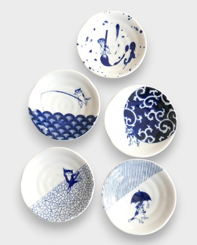 Japanese cat mini plates set - japanese,