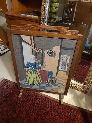 Vintage tapestry fire screen - vintage,