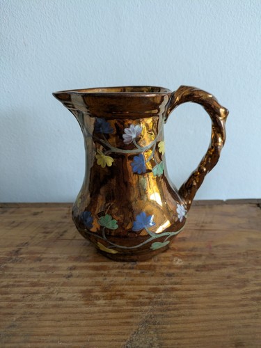 Ceramic copper lustre ware - copper, jug