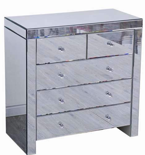 Silver mirrored glass chest - silver,