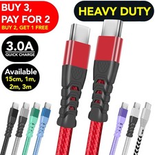 Heavy Duty Type C to Type C Cable Fast Charge PD 60W Braided USB C Cables Lead