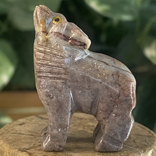 Soapstone wolf figurine carved - soapstone,