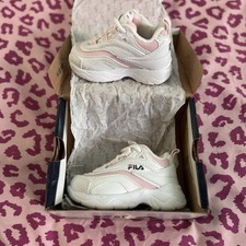 Toddler Girls Infant Size 3 Fila Pink and White Trainers BNIB Never Worn