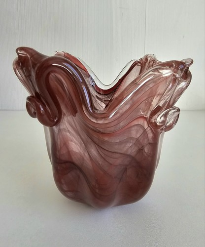 Italian art glass vase purple - italian,