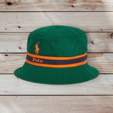 Polo Ralph Lauren Bucket Hat Loft Striped Band Twill Colour Block Green S/M 58cm