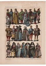DUTCH COSTUME -Renaissance Doublet Padded Hose Cloaks 1884 Antique Print w Video