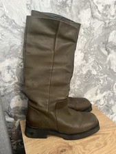 Khaki Green Leather Knee High Chunky Boots Size 7 NEXT Signature Collection