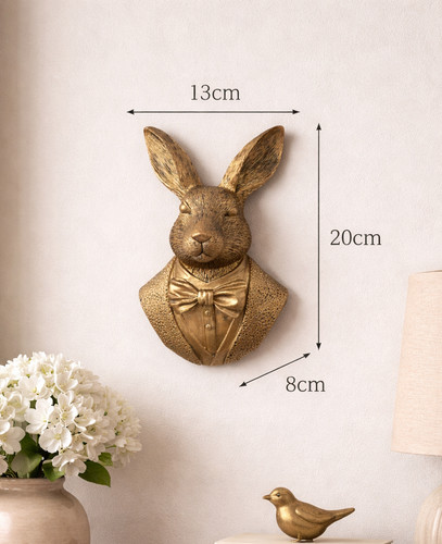 Gold rabbit wall bust ornament - rabbit,