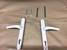 Mila white 92PZ Sprung 240mm UPVC Door Handle Lever Pair 211mm Screw Centres