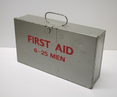Vintage silver red - metal, tin