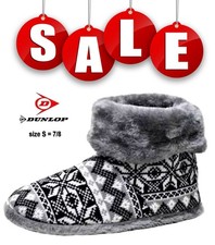 Dunlop Men's Fairisle Boot Slippers BLACK size (S) 7/8- £15 - POST FREE