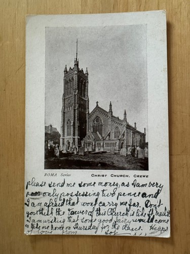 Postcard christ church crewe - church,