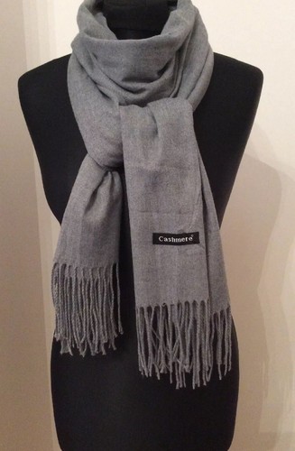 Grey super soft cashmere scarf - grey,