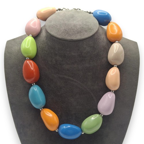 Colourful chunky pebble bead - colourful,