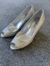 Dune Silver Shoes Sandals 2.5 Inch Heel, 5 (38)