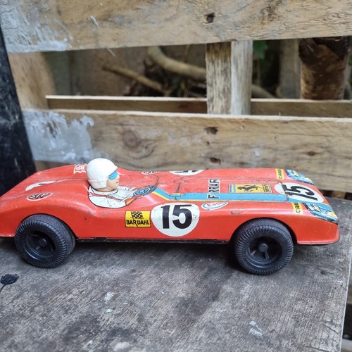 Vintage tinplate ferrari toy - vintage,