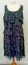 JACQUES VERT Women's Size 16 Black & Green Polka Dot Layered Chiffon Dress
