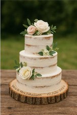 Personalized Wood Slice Cake