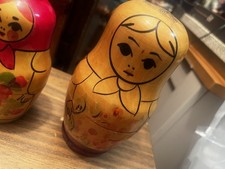 Vintage 6 Russian Wooden Nesting Babushka Matryoshka Hand Painted Dolls