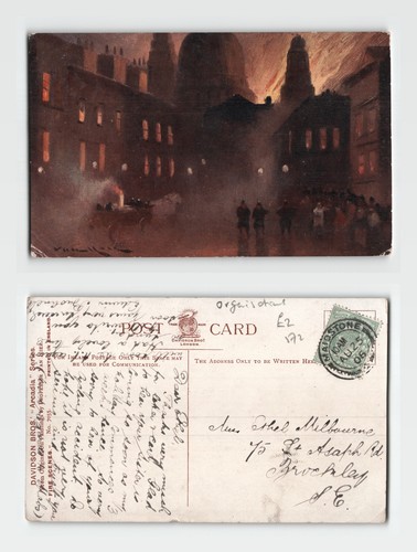 Postcard fire scene london - postcard,