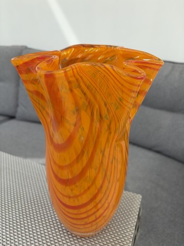 Large glass vase hand blown - large,