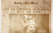 ORIGINAL Coronation 1953 Golden Print Queen Elizabeth England Mail Special vtg….