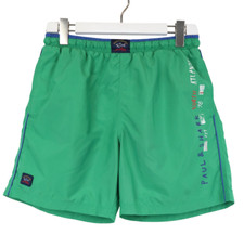 PAUL & SHARK Yachting Shorts Men's MEDIUM Green Logo Stretched Drawstring Pocket