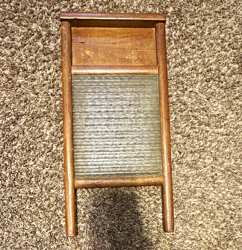 Vintage glass washboard - glass,