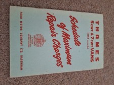 Ford Fordson Thames 5cwt & 7cwt vans shedule of maximum repair charges 1954