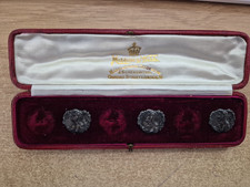 Part Set of 3 Mappin & Webb Antique Hallmarked Silver Buttons with Original Box
