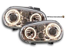 Angel Eye Headlights with Indicators Foglights Chrome Pair Set for VW Golf MK4