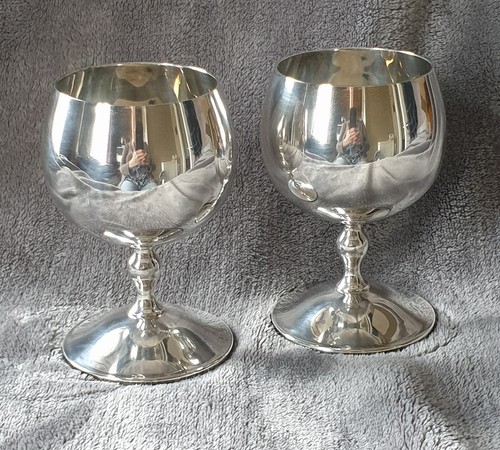 Silver plated wine goblets - silver,