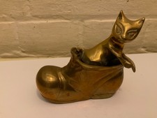 Vintage Brass Cat In Boot