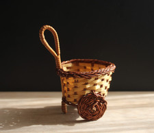 Dolls House Miniature Vintage Wicker Shopping Trolly 1:12