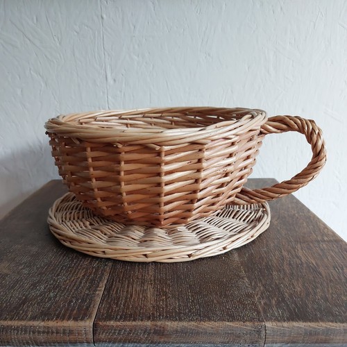 Wicker rattan teacup saucer - rattan,