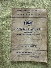 Original Villiers Operating instructions & Spare Parts List - Mark 12D & Mark 8E
