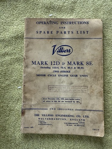 Original villiers operating - villiers,